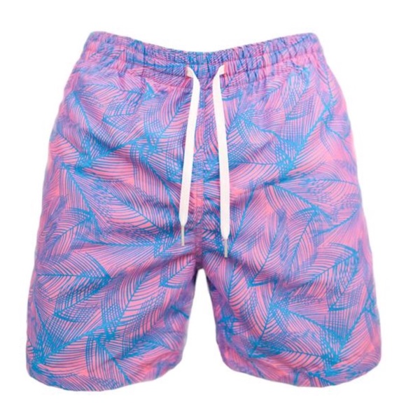 pink and blue swim trunks